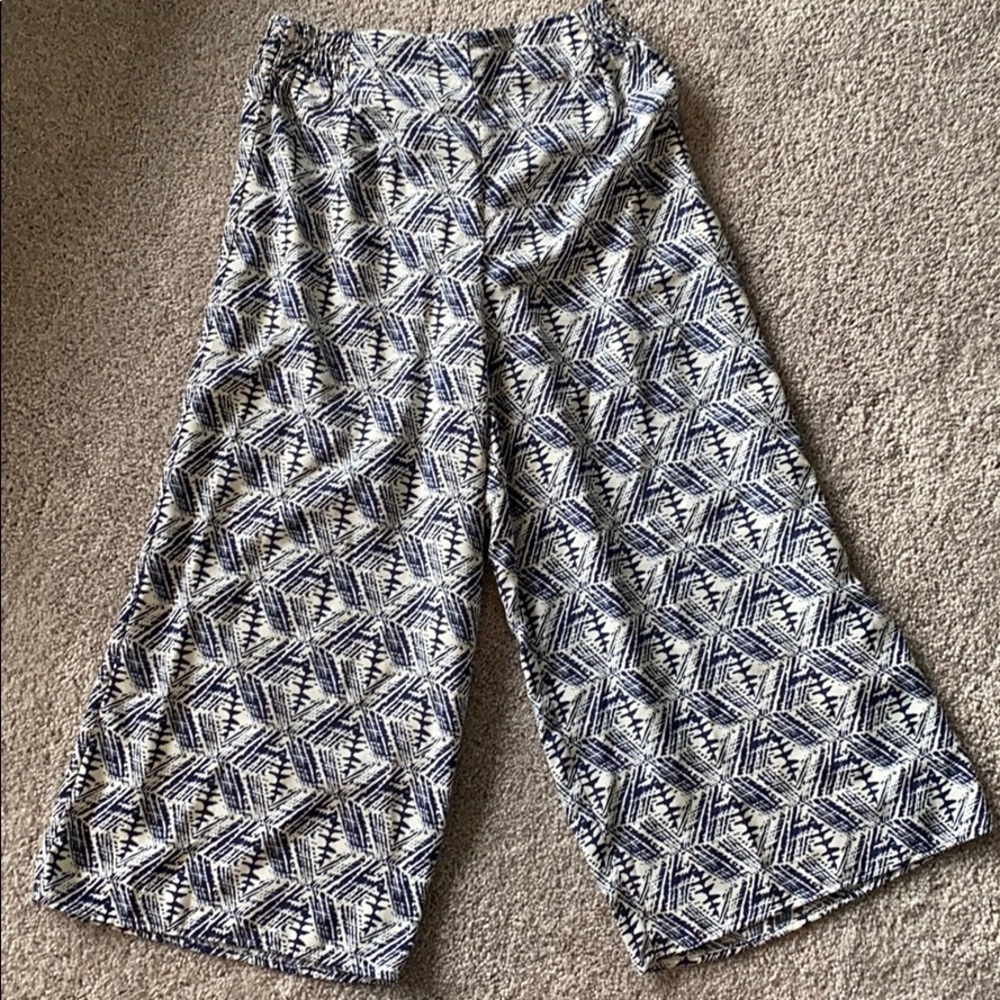Aztec print cropped wide leg pants